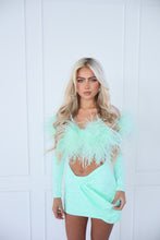 Load image into Gallery viewer, The MAIA Skirt and Top with Statement Feathers - Mint Lace