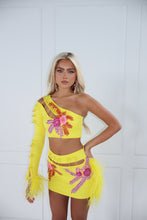 Load image into Gallery viewer, The HONEY Top and Skirt with Safety Pins and Diamond Flower Details